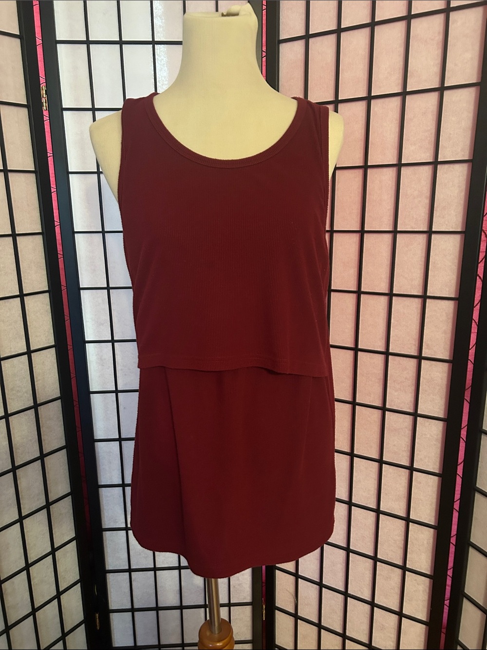 Latched Mama Burgundy Layered Sleeveless Nursing Tank
